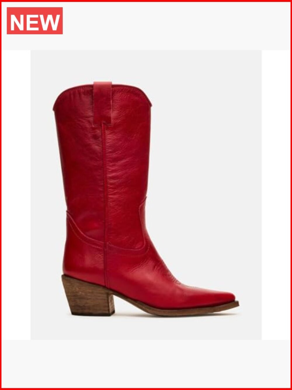 Mid Calf Western Boots Chunky Block Low Heel Embroidery Cowgirl Booties Pull On - Picture 5 of 6